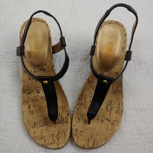 Chaps Raevyn Black Wedge Sandals